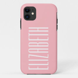 Capa Para iPhone 11 Cor Sólida Rosa De Peony | Nome minimalista