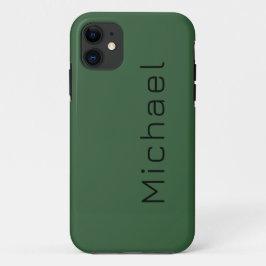 Capa Para iPhone 11 Cor Sólida Verde Caçadora | Nome minimalista