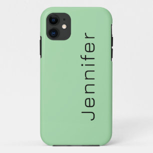 Capa Para iPhone 11 Cor Sólida Verde Celadon Nome minimalista