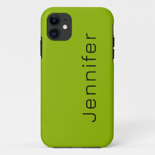 Capa Para iPhone 11 Cor Sólida Verde da Apple Nome minimalista