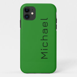 Capa Para iPhone 11 Cor Sólida Verde da Floresta | Nome minimalista