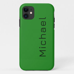 Capa Para iPhone 11 Cor Sólida Verde da Floresta Nome minimalista