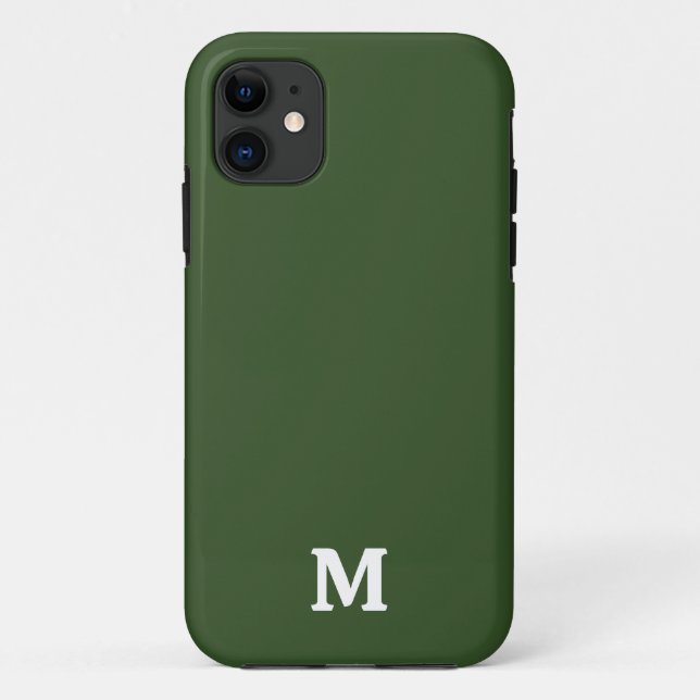 Capa Para iPhone 11 Cor Sólida Verde do Moss Negro (Verso)