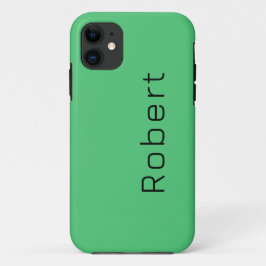 Capa Para iPhone 11 Cor Sólida Verde Esmeralda | Nome minimalista