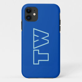 Capa Para iPhone 11 Cor Sólido Azul Cobalto | Monograma minimalista