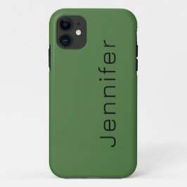 Capa Para iPhone 11 Cor Sólido Verde Fern | Nome minimalista