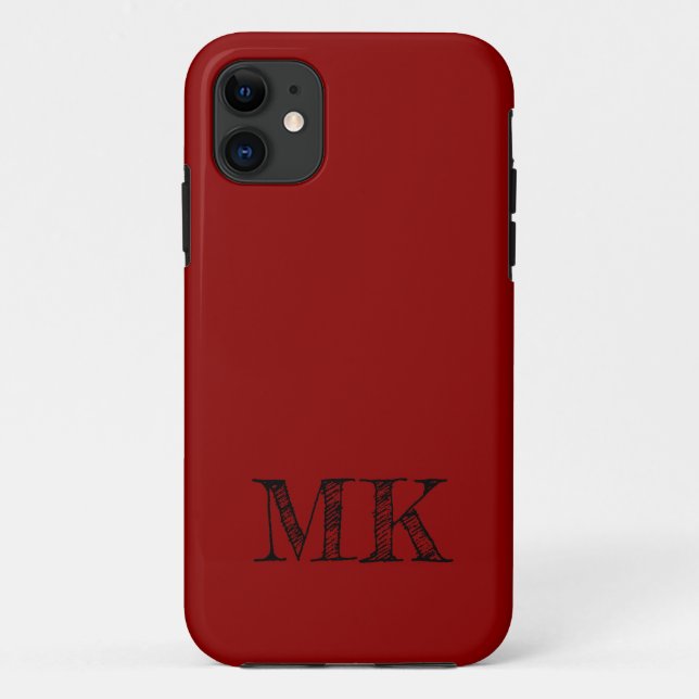 Capa Para iPhone 11 Cor Sólido Vermelho Escuro | Mínimo Personalizado  (Verso)