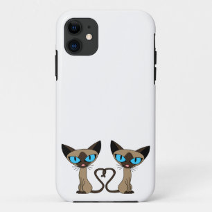 Capa Para iPhone 11 Coração bonito da cauda de gatos Siamese