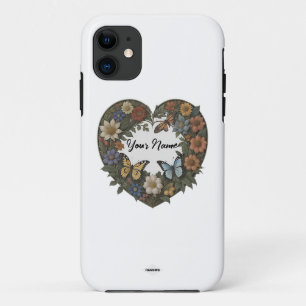 Capa Para iPhone 11 Coração com Flower Wreath iPhone Case HAMbyWG