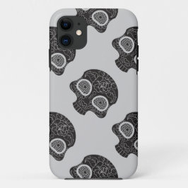 Capa Para iPhone 11 Coração e Flor de Caveira Açucarada