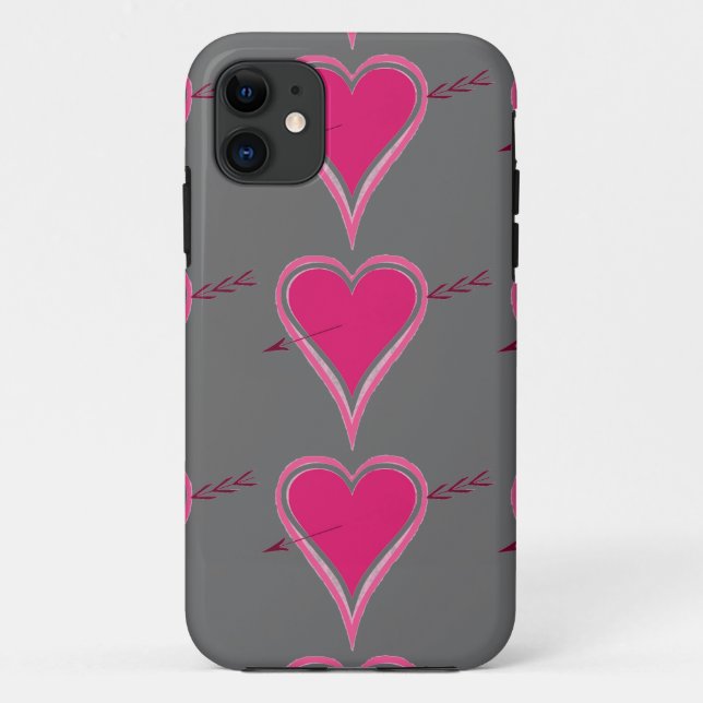 Capa Para iPhone 11 Coração E Vermelho-Seta (Verso)