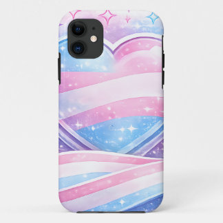 Capa Para iPhone 11 Coração Galáxia Orgulho Transgênero