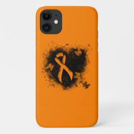 Capa Para iPhone 11 Coração Grunge de Fita Laranja
