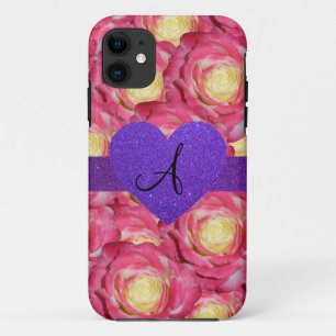 Capa Para iPhone 11 Coração roxo do brilho do rosa do rosa do