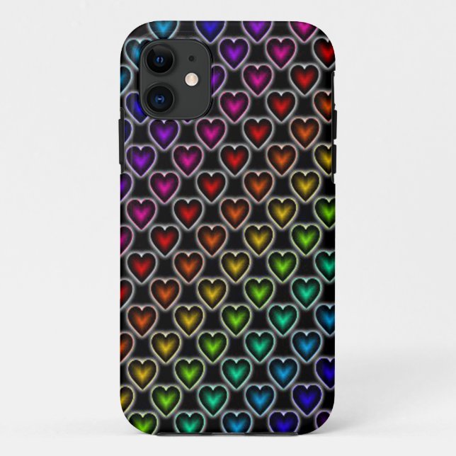 Capa Para iPhone 11 Corações Arco-Íris (Verso)