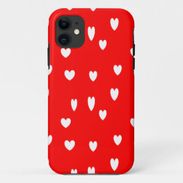 Capa Para iPhone 11 Corações brancos em vermelho