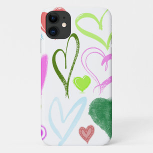 Capa Para iPhone 11 Corações Coloridos, Motif Cardíaco - Verde Azul