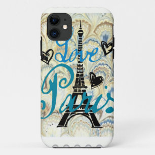 CAPA PARA iPhone 11 CORAÇÕES DE PARIS DO AMOR E IMPRESSÃO AZUIS PAS