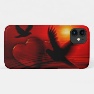 Capa Para iPhone 11 Corações e Doves