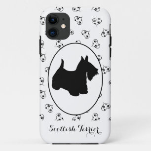 Capa Para iPhone 11 Corações e impressões de pata "Terrier Silhouet