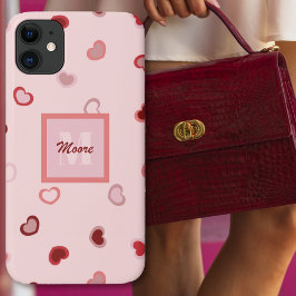Capa Para iPhone 11 Corações no Pink Pastel em Cor de Rosa a Vermelho