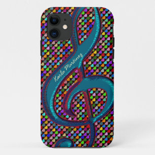 Capa Para iPhone 11 corações personalizados da nota musical do clave