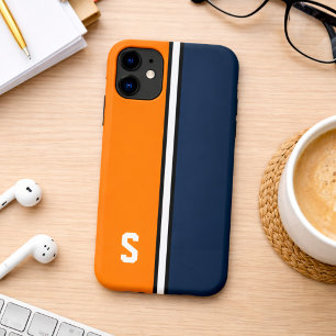 Capa Para iPhone 11 Cores da Faculdade Laranja e Azul-Marinho