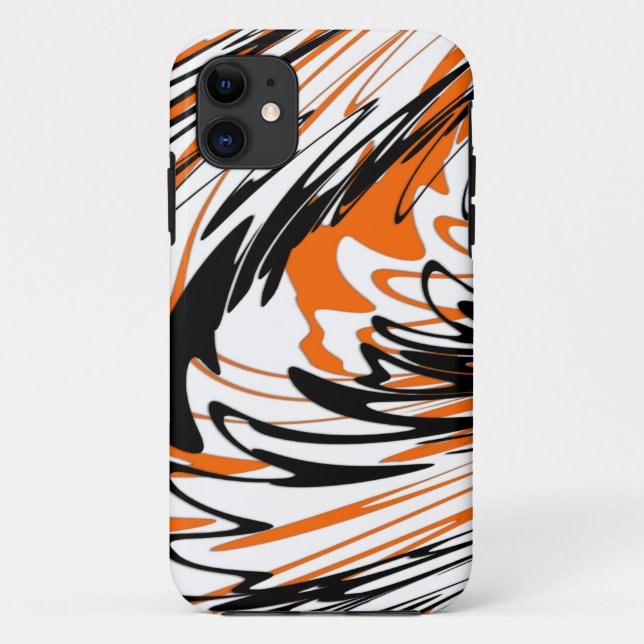 Capa Para iPhone 11 Cores de Bengala Laranja e Linhas Pretas (Verso)