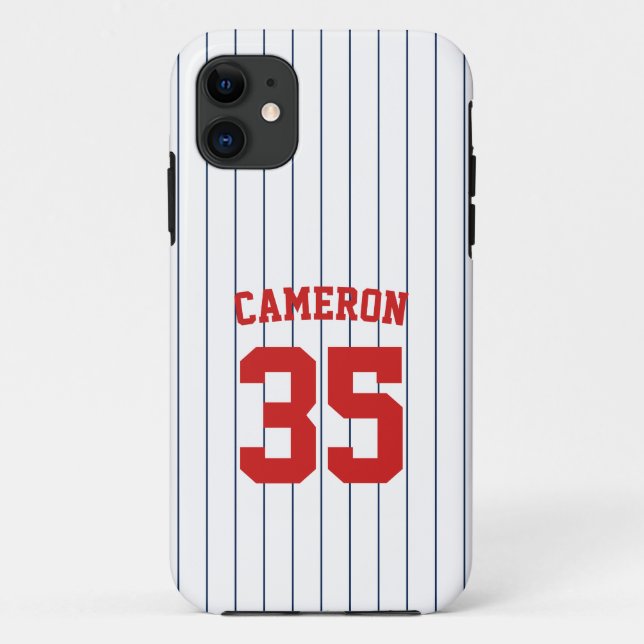 Capa Para iPhone 11 Cores Totalmente Editáveis Baseball Jersey Stripes (Verso)