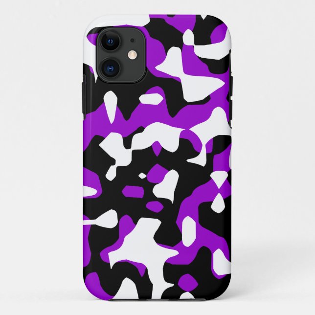 Capa Para iPhone 11 Corey Tiger 80s Camuflagem Neon (Roxo) (Verso)