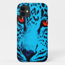 Capa Para iPhone 11 Corey Tiger Anos 80 Neon Rosto de Leopardo (Azul T