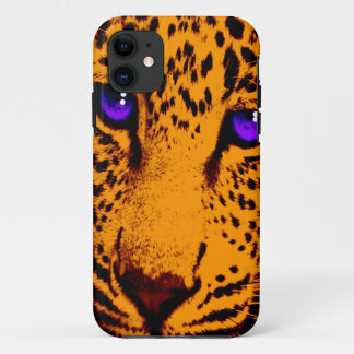 Capa Para iPhone 11 Corey Tiger Anos 80 Neon Rosto de Leopardo (Laranj
