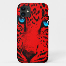 Capa Para iPhone 11 Corey Tiger Anos 80 Neon Rosto de Leopardo (Vermel