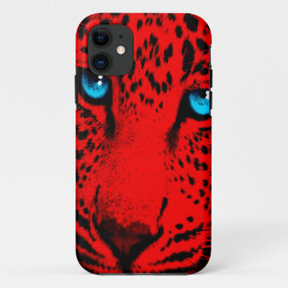 Capa Para iPhone 11 Corey Tiger Anos 80 Neon Rosto de Leopardo (Vermel