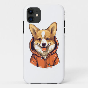 Capa Para iPhone 11 Corgi Engraçado Vestindo Moletom