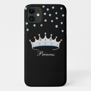 Capa Para iPhone 11 Coroa de princesa e confetes de pedras preciosas e