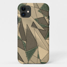 Capa Para iPhone 11 Corte triangular bege em 'fundo verde escuro'