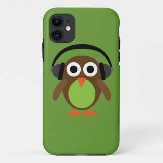 Capa Para iPhone 11 Coruja bonito DJ dos desenhos animados com fones