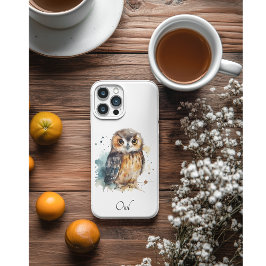Capa Para iPhone 11 Coruja-branca em aquarela