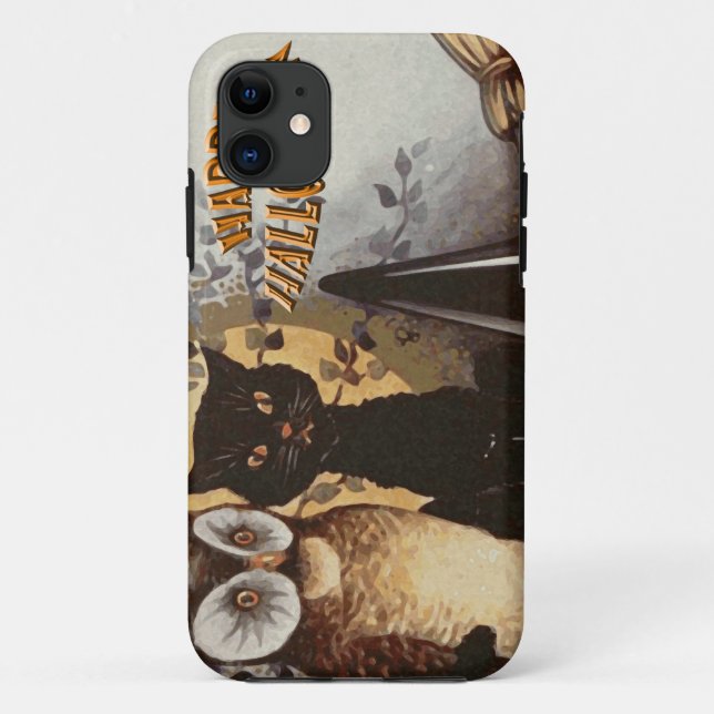Capa Para iPhone 11 Coruja e Cat Halloween (Verso)