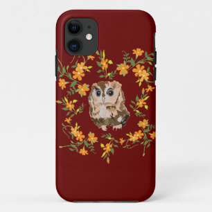 Capa Para iPhone 11 Coruja e flores