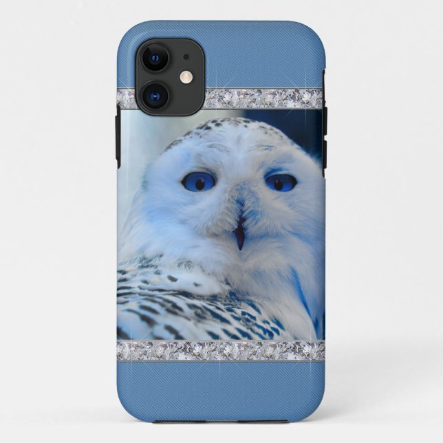 Capa Para iPhone 11 Coruja Eyed azul da neve (Verso)