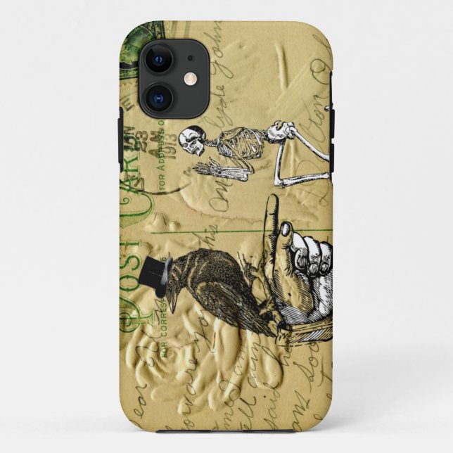 Capa Para iPhone 11 Corvo e esqueleto (Verso)