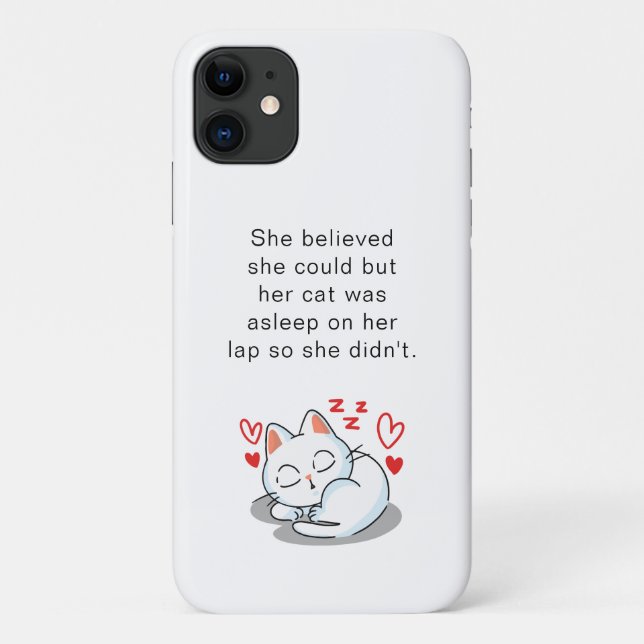 Capa Para iPhone 11 Cota Engraçada De Gato De Dormir Para Gatos (Verso)