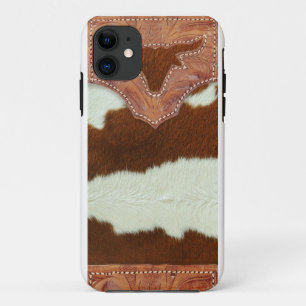 Capa Para iPhone 11 Couro e couro do vaqueiro