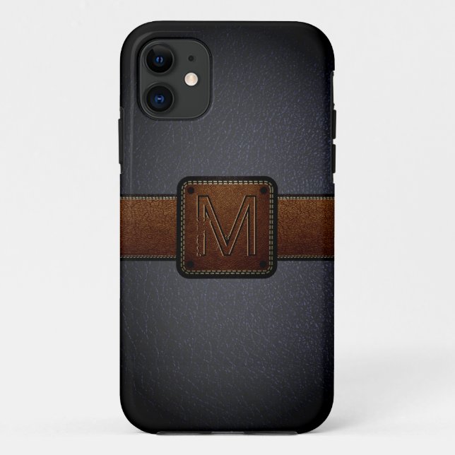 Capa Para iPhone 11 Couro Preto Parece Castanho (Verso)