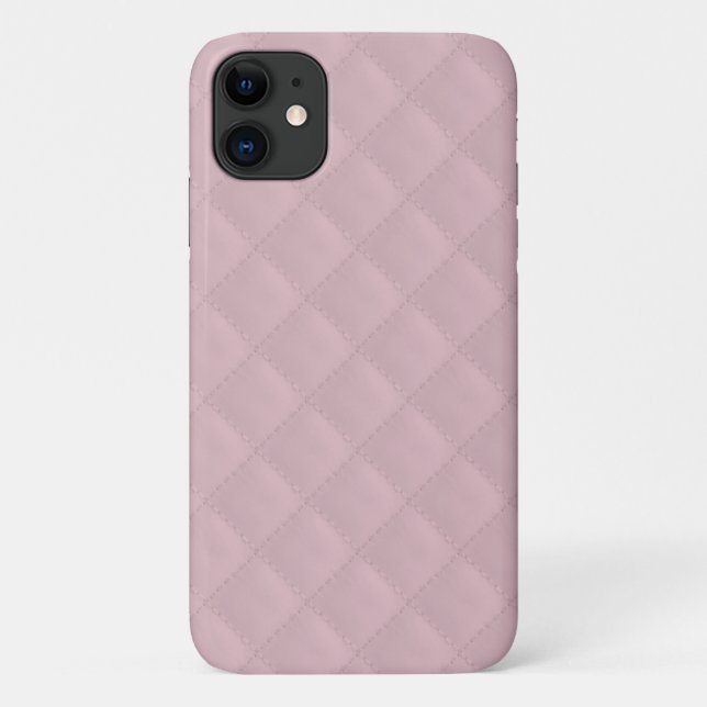 Capa Para iPhone 11 Couro Quilado, Bebê Rosa (Verso)