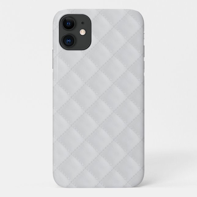 Capa Para iPhone 11 Couro Quilado Branco (Verso)