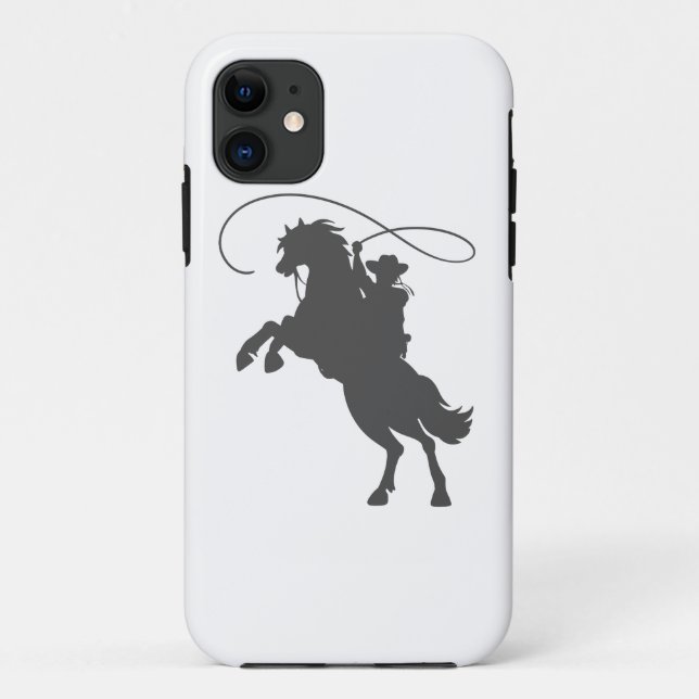 Capa Para iPhone 11 cowboy jogando lasso cavalgando cavalo (Verso)