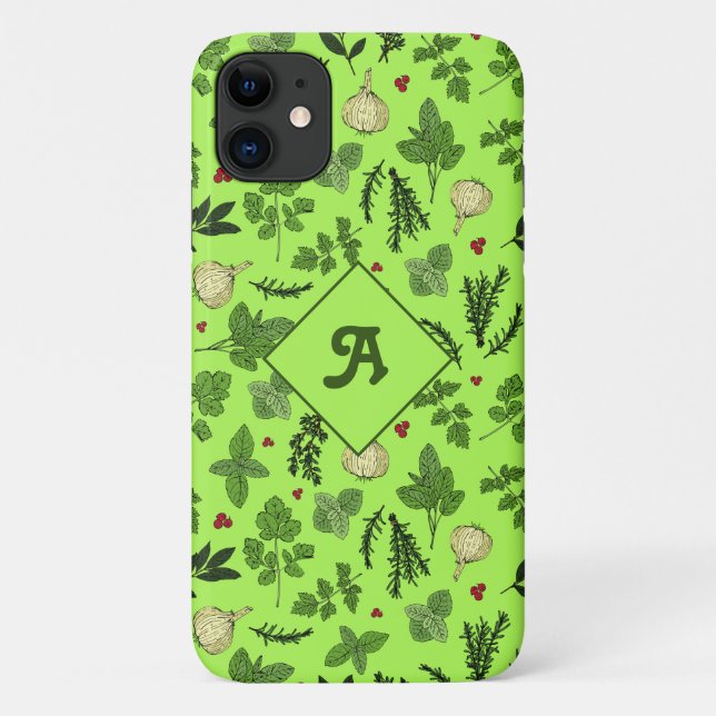 Capa Para iPhone 11 Cozinha Verde da Cozinha do Jardim Ervas Desenho M (Verso)